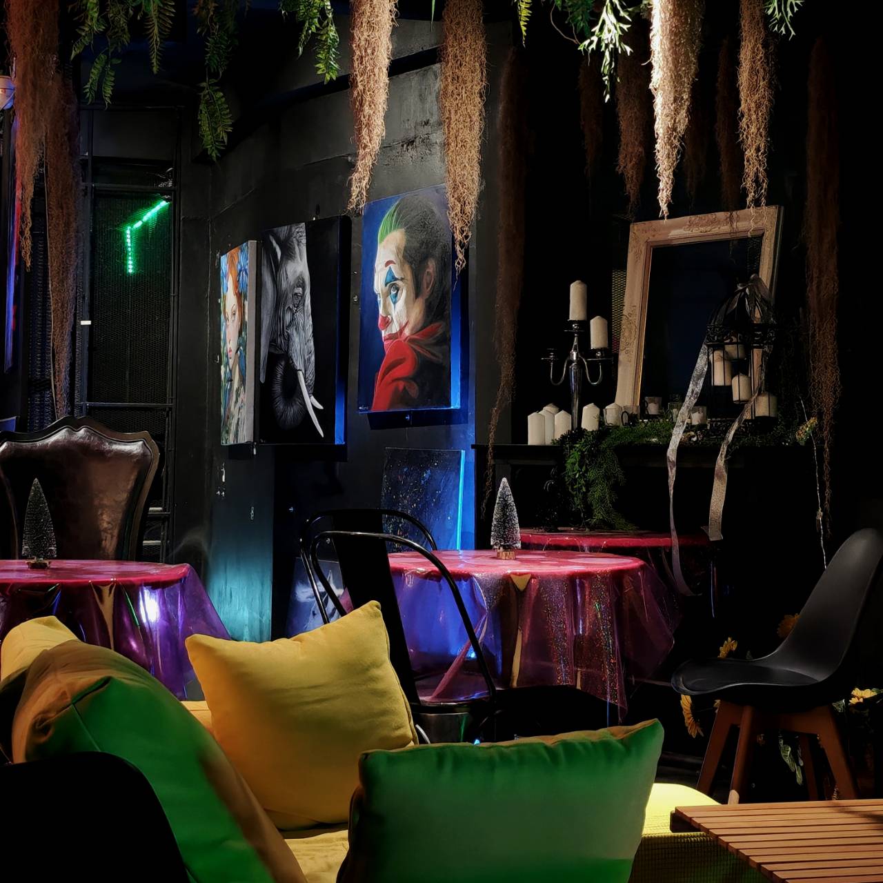 Indoor art lounge